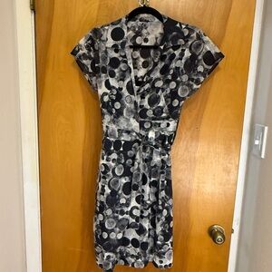 Akris Punto Black and Gray Polka Dot Mini Dress